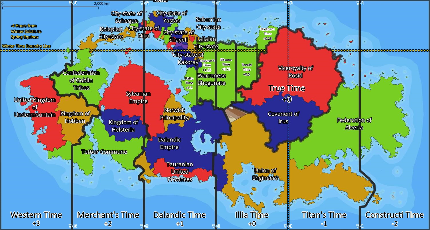 A map of Eyom's Time Zones.